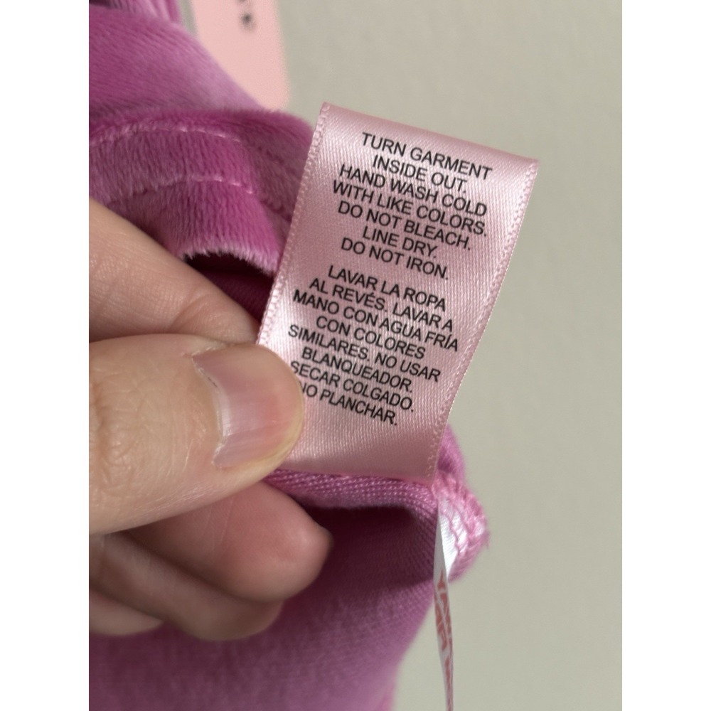 NWT Juicy Couture Velour Top‎ Silver Rhinestone Embellished Large Purple Pink - Picture 6 of 7
